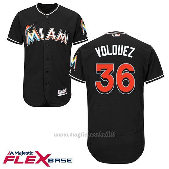 Maglia Baseball Uomo Miami Marlins Edinson Volquez Nero Alterner Flex Base